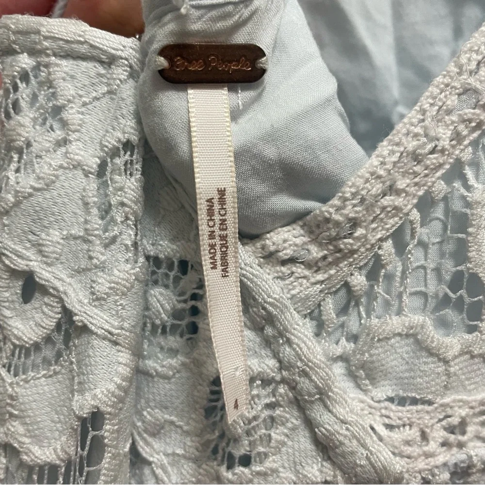Free People Just Like Honey Sky Blue Lace Dress Sz 4 - Picture 6 of 6